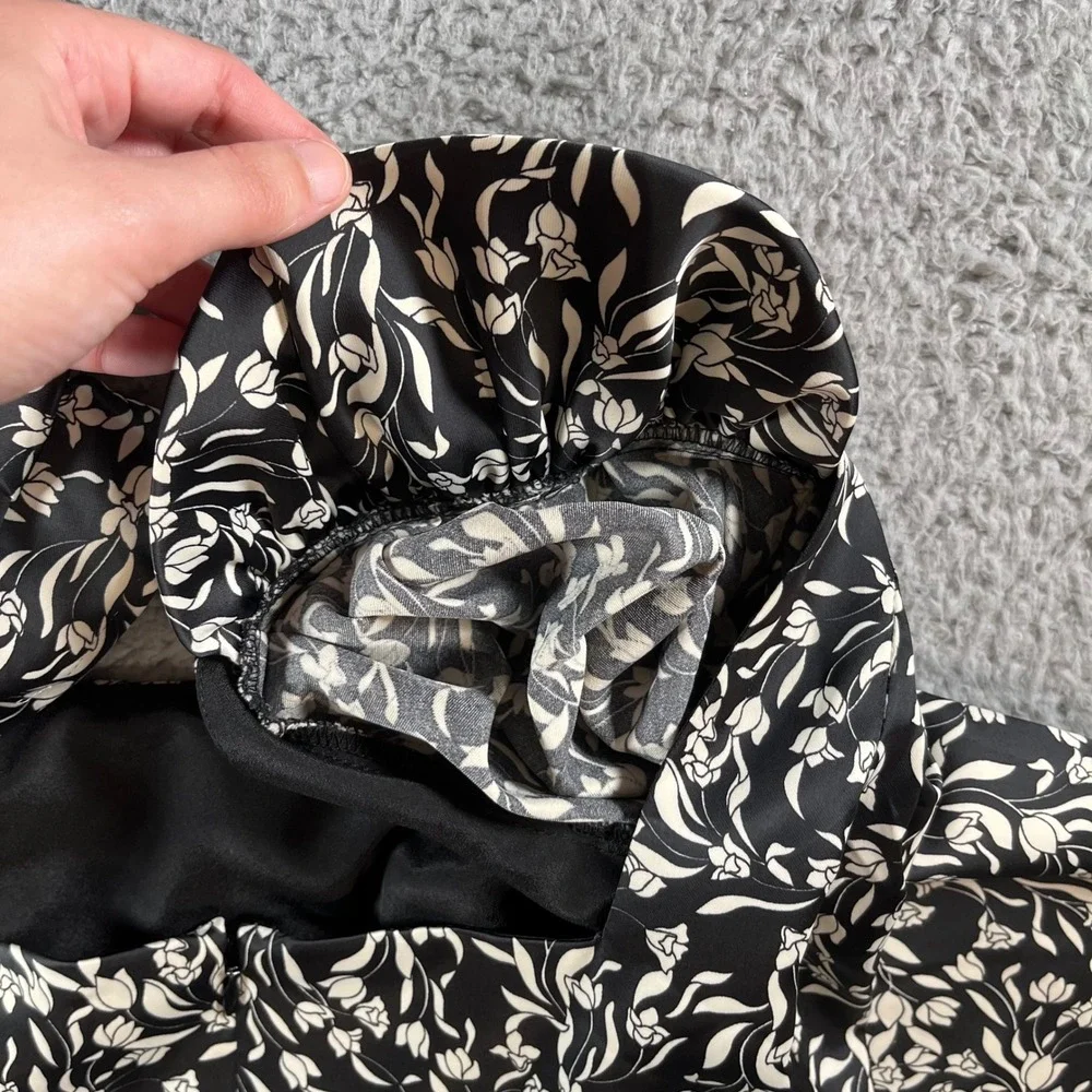 Lovers + Friends Size XS Dress Floral Print Puff Sleeve Square Neck Mini Black‎